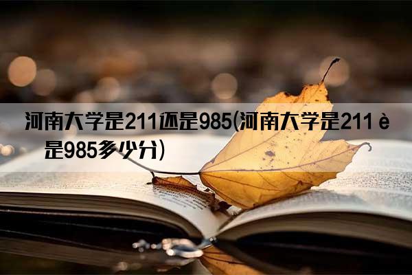 河南大学是211还是985(河南大学是211还是985多少分)